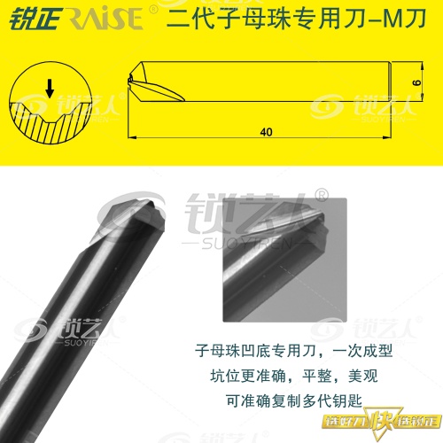 锐正RZ-M刀-钨钢-二代子母珠专用铣刀-φ0.65x0.5xD6x95°x40x2T