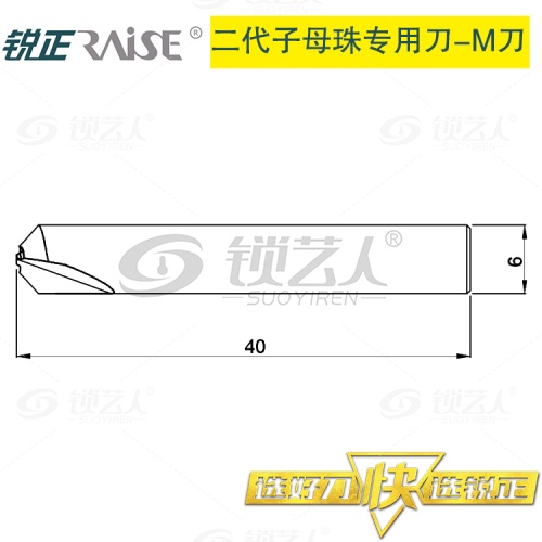 锐正RZ-M刀-钨钢-二代子母珠专用铣刀-φ0.65x0.5xD6x95°x40x2T