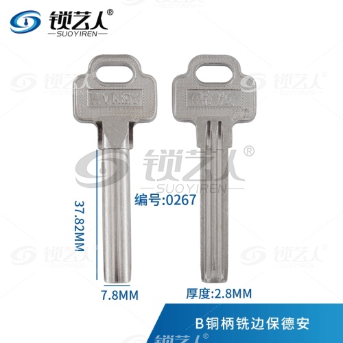 D2保佳安（2.6厚） 适用保德安 保佳安 双排 钥匙坯 厚度2.6   0267