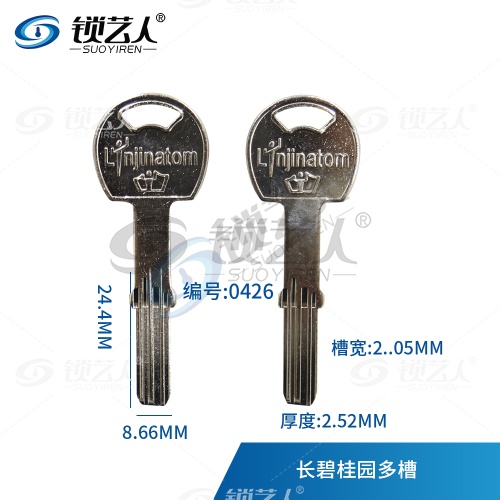 平板 原装指纹锁钥匙坯 多轨道 C级钥匙  0426